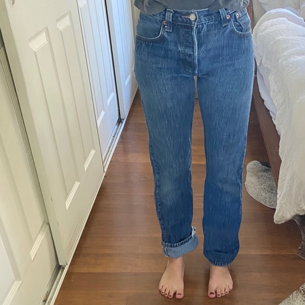 Re/done mid waist straight leg jeans 24
